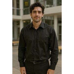 Jos. A. Banks Men Large Chocolate Brown Button Down Shirt Business Casual Formal